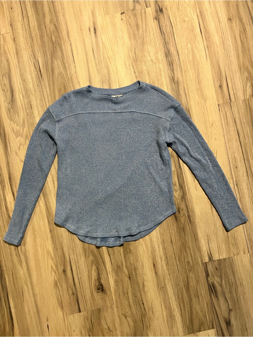 So Lightweight Long Sleeve Rib Knit Top in Blue